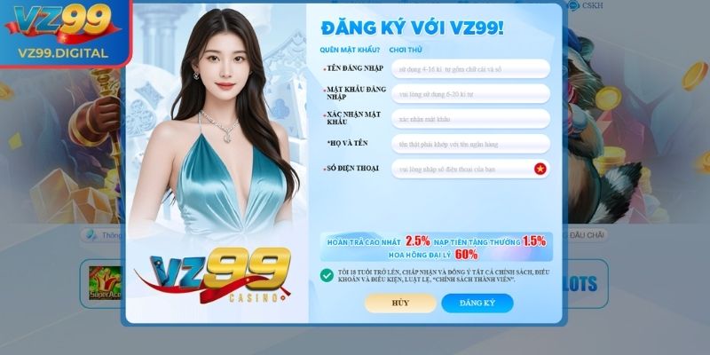 Điền thông tin đăng ký VZ99