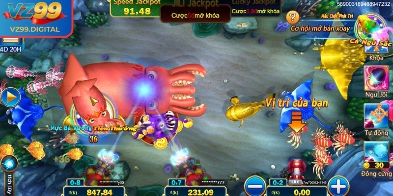 Hệ thống sinh vật và thưởng tại Jackpot Đánh Cá VZ99
