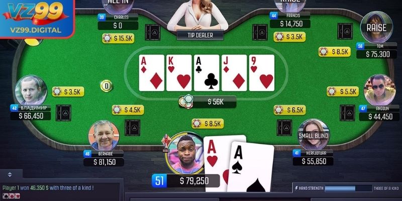 Luật chơi Poker trực tuyến tại nhà cái VZ99